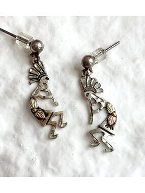 Wheeler Manufacturing SW Kokopelli Deity Vintage Sterling Silver 925 Earrings